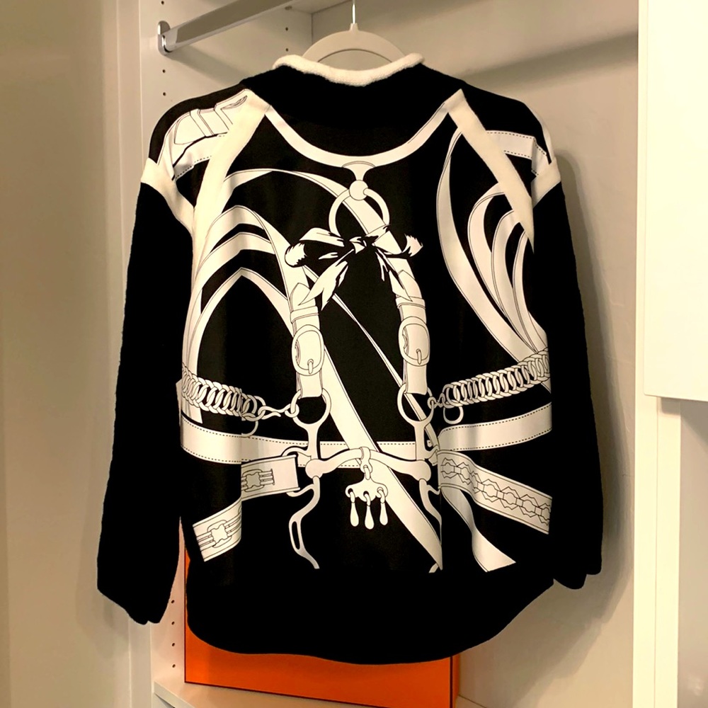 HERMES “Promenade Du Matin Remix” Twillaine Sweater in black noir size 34 RARE